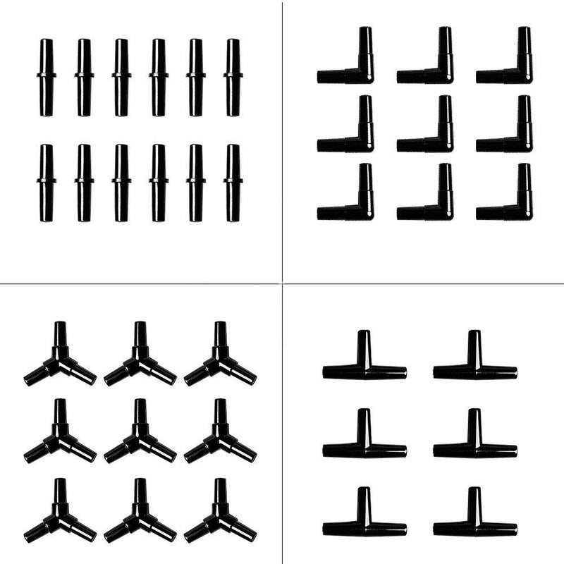 BornFeel Aquarium Airline Tubing Connectors I T L Y 40pcs Fish Tank Air Tube Adapters for 3/16 '' Air Line Hose (Black) - Image 1
